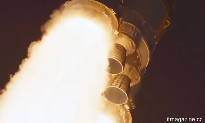 Breathtaking close-up footage captures NASA's lunar rocket soaring into space.