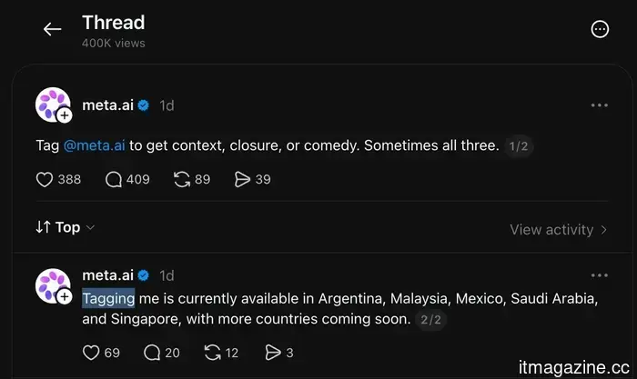Meta is experimenting with an AI bot aimed at replicating the same online foolishness that AskGrok has on X.