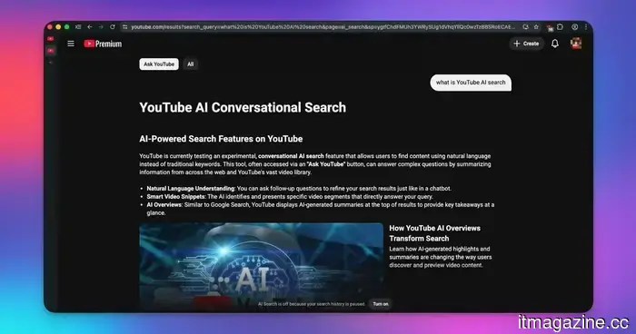 La búsqueda impulsada por IA de YouTube se está implementando en EE. UU. para encontrar videos basados en situaciones que describes.