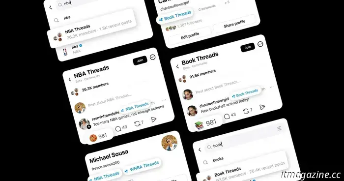 Threads di Meta punta ancora di più sulle Community, insieme al badge "Champion" e alle etichette del profilo.