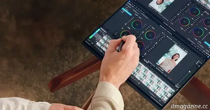 The reduced hinge gap on your Zenbook Duo creates a more seamless experience between the dual screens.