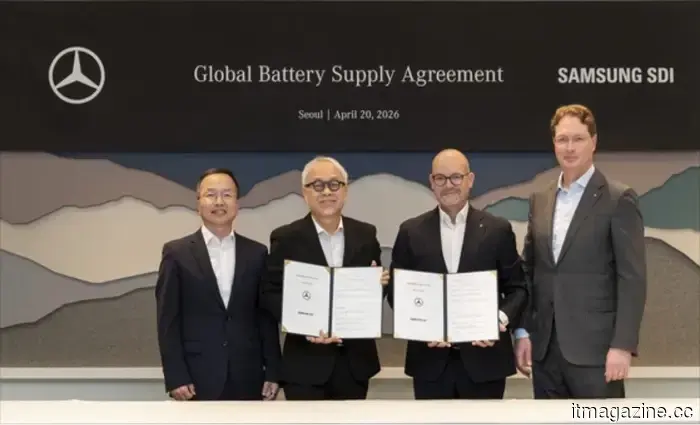 Your stylish Mercedes electric vehicle may soon be powered by Samsung battery cells.