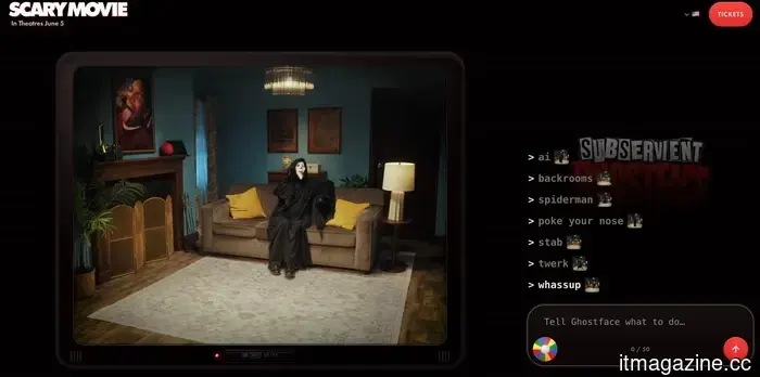 On this Scary Movie website, you can control Ghostface however you like.