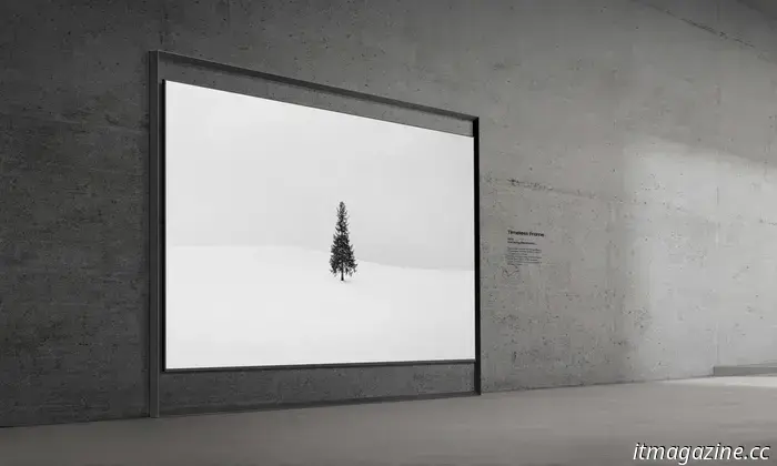 Новый Micro RGB‑телевизор Samsung огромен и стилизован под массивное оконное стекло.