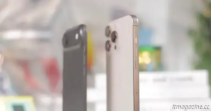 A comparison photo highlights the remarkable slimness of the iPhone 17 Air.