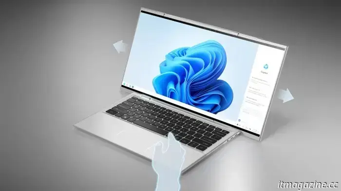 This laptop design includes a rollable display that extends horizontally.