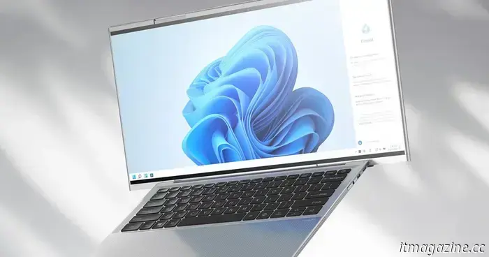 This laptop design includes a rollable display that extends horizontally.