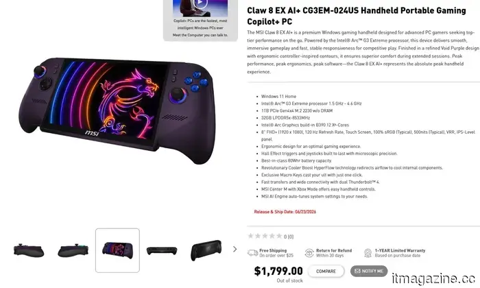 The MSI Claw 8 EX AI+ represents the future of portable gaming devices, yet its cost is quite painful.