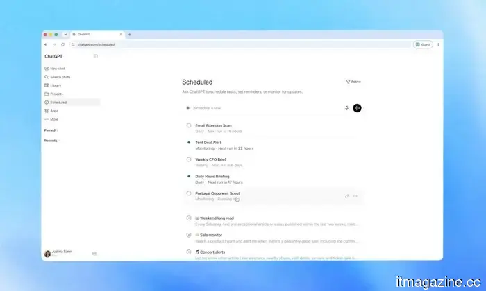 ChatGPT's updated Scheduled page consolidates all your automated tasks into a single location.