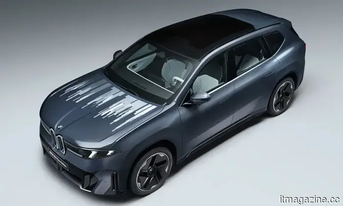 BMW introduces the iX3 Flow Edition, featuring a color-changing E Ink exterior, at the 2026 Beijing Auto Show.