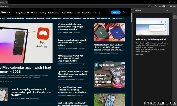 Microsoft Edge sta eliminando le app della barra laterale mentre la pulizia di Windows 11 continua