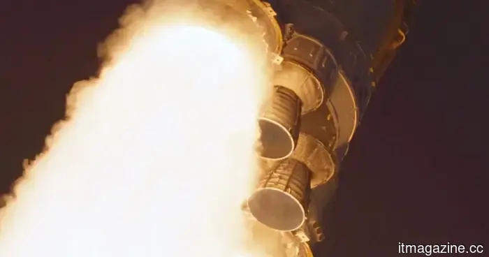 Breathtaking close-up footage captures NASA's lunar rocket soaring into space.