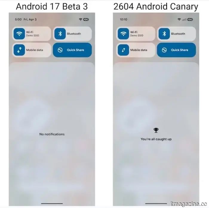 Google has released a new Android Canary build, featuring a variety of user interface changes.