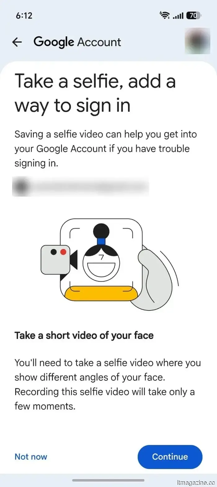 Guidelines for configuring selfie video sign-in for your Google account.