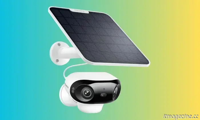 Ahorra un 34% en esta cámara de seguridad exterior inalámbrica 4K con energía solar y doble lente con cobertura de 180°.