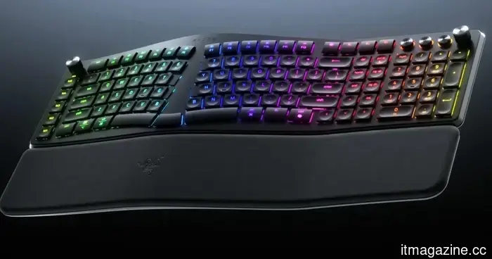 Razer hizo un teclado ergonómico dividido, y curiosamente, tiene un botón de IA dedicado.