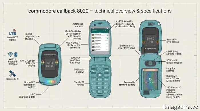 The Commodore flip phone operates on Android apps, but its nostalgic design is what will persuade you to purchase it.