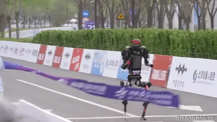 A humanoid robot surpassed the human half-marathon world record by 7 minutes during a race in Beijing that featured 112 teams.