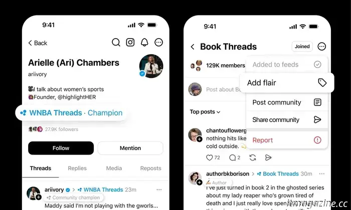 Threads di Meta punta ancora di più sulle Community, insieme al badge "Champion" e alle etichette del profilo.