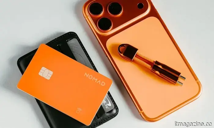 Nomad's orange wallet tracker gives the AirTag a bulky and unimpressive appearance.