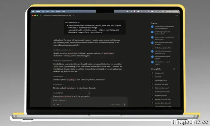 I created a Mac app to monitor my poor posture using AirPods, without writing any code myself.