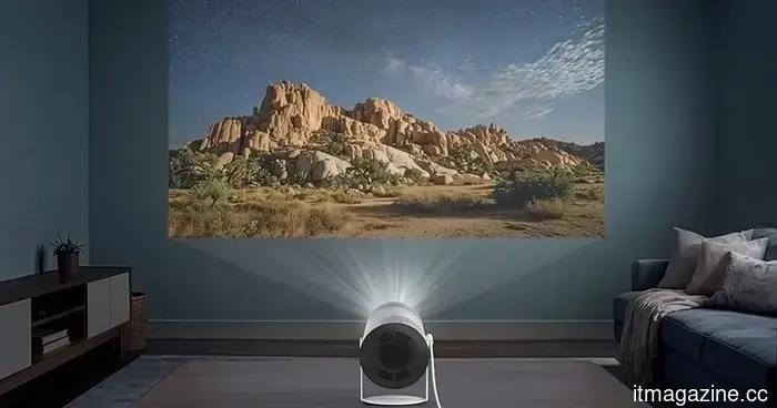 Il proiettore intelligente Samsung Freestyle+ AI trasforma qualsiasi parete nel tuo prossimo schermo cinematografico.