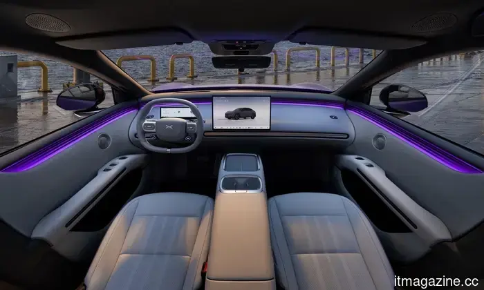 This stylish Chinese electric vehicle combines supercar aesthetics with three artificial intelligence systems.