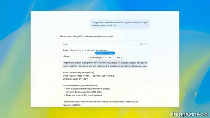 Ahora puedes enviar correos electrónicos directamente desde ChatGPT en la web.