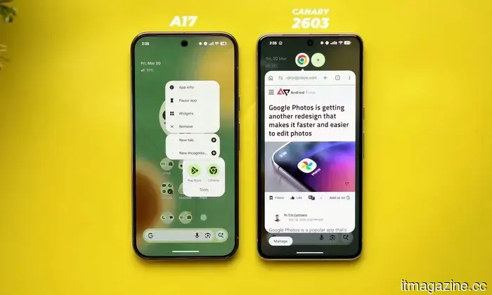 The Android Canary update introduces significant modifications, although nothing is assured.