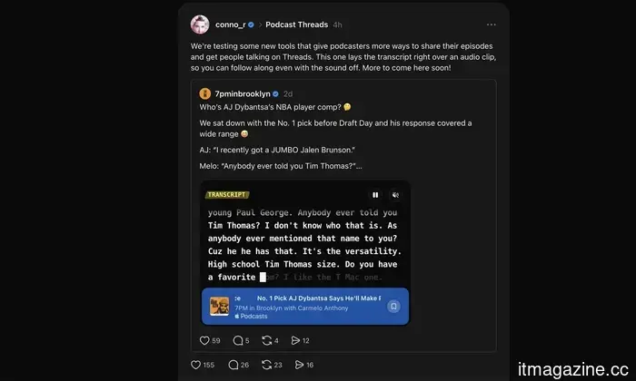 Threads хочет упростить прослушивание подкастов с помощью транскрипций