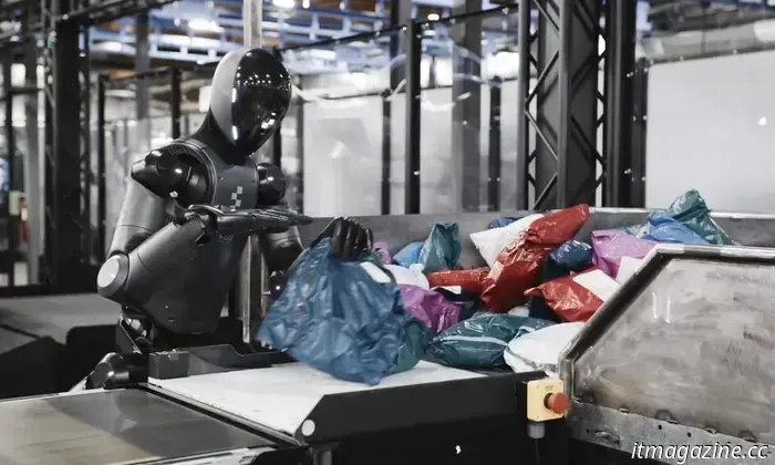 Observe this humanoid robot as it efficiently sorts packages for an entire hour.