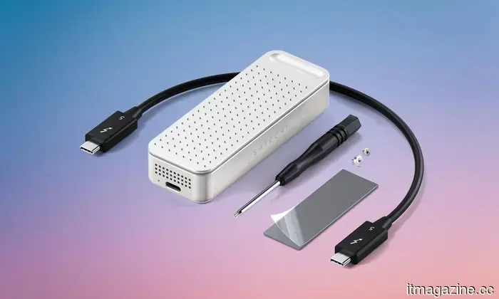 Este recinto compacto para SSD tiene refrigeración activa para mantener velocidades de 80Gbps durante el tiempo que necesite.