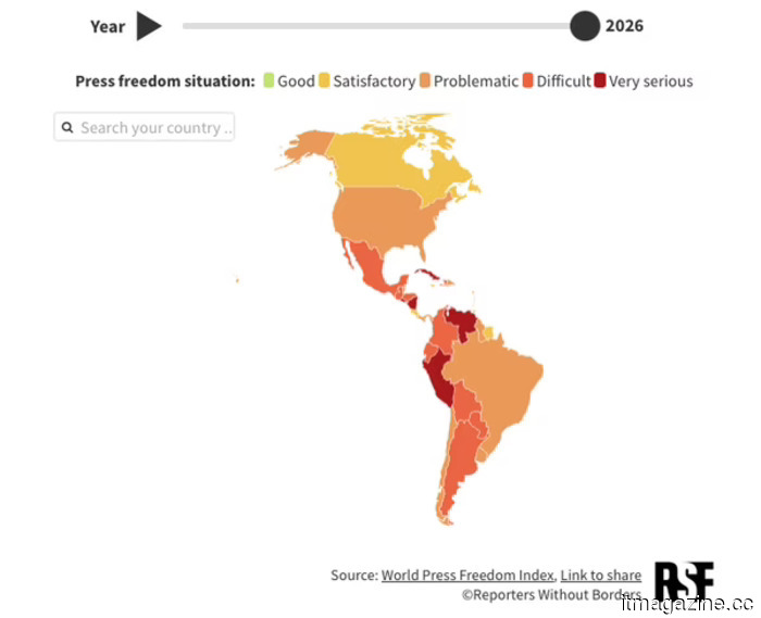 Press freedom reaches its lowest point in 25 years as RSF identifies tech platforms in addition to authoritarian regimes as contributing factors.