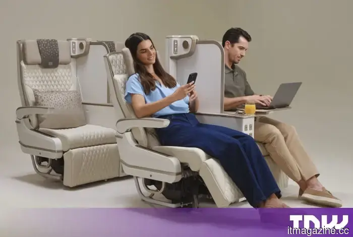 Emirates has integrated a privacy screen into its premium economy class. The more challenging aspect is the base that supports it.