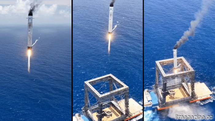 China successfully lands a reusable rocket booster for the first time.