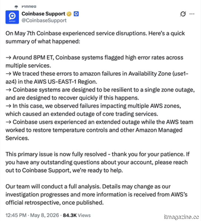 Coinbase ha tagliato 700 posti di lavoro lunedì, ha perso 394 milioni di dollari giovedì e è andata offline venerdì perché un centro dati si è surriscaldato.