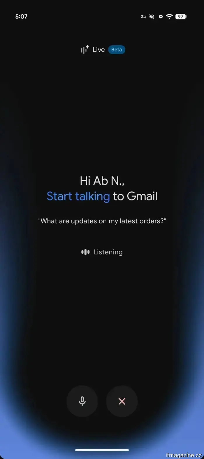 Google begins testing Gmail Live, its new voice search feature for your inbox.