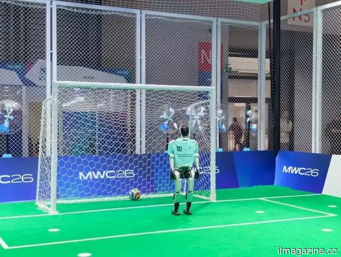 Disregard the final score; the humanoid robot penalty shootout at MWC Shanghai challenged embodied AI.