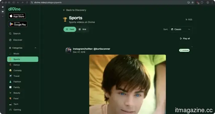 L'app preferita di Internet, Vine, è tornata dalla morte ed è chiamata Divine.
