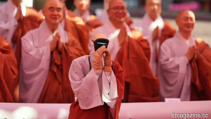 A $13,500 Unitree robot was 'blessed' at the Jogyesa Temple in Seoul.