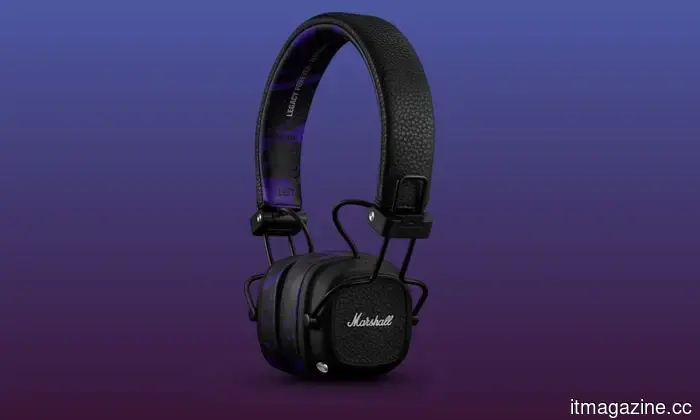 Jimi Hendrix’s Purple Haze dominates Marshall’s assortment of speakers, headphones, and amplifiers.