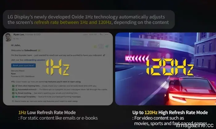 La pantalla de 120Hz de próxima generación de LG promete un gran salto en la duración de la batería de los portátiles.