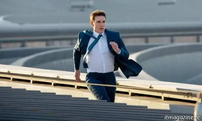 In the latest stunt for Mission: Impossible 8, Tom Cruise is seen hanging upside down from a biplane.