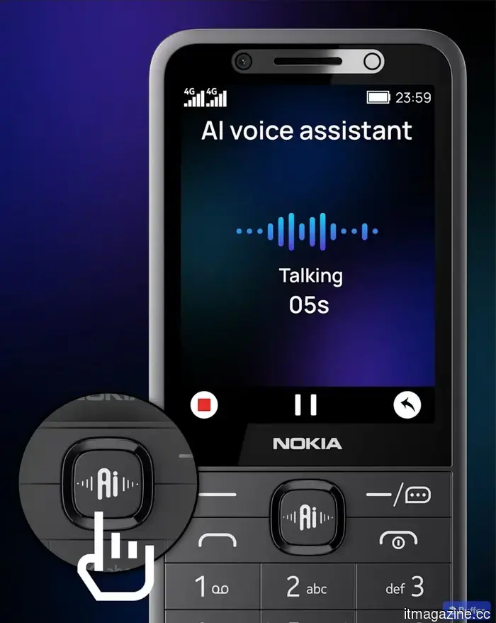 HMD has recently released four feature phones branded with Nokia and equipped with an AI button.