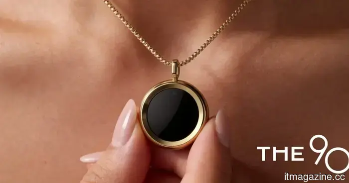 The 90's necklace doesn't bombard you with AI; it simply monitors UV levels to protect your skin.
