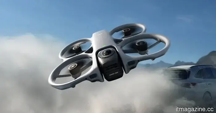 DJI's inaugural 360° drone features 8K video recording and an incredibly extended transmission range.