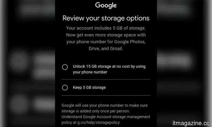 Your next complimentary Google account may only include 5GB of storage.