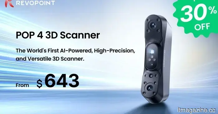 Revopoint POP 4 se lanza en Kickstarter: el primer escáner 3D impulsado por IA con exportación de Gaussian Splatting 3D fotorrealista.