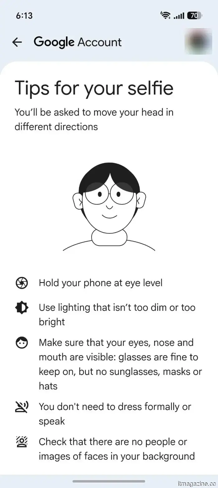 Guidelines for configuring selfie video sign-in for your Google account.