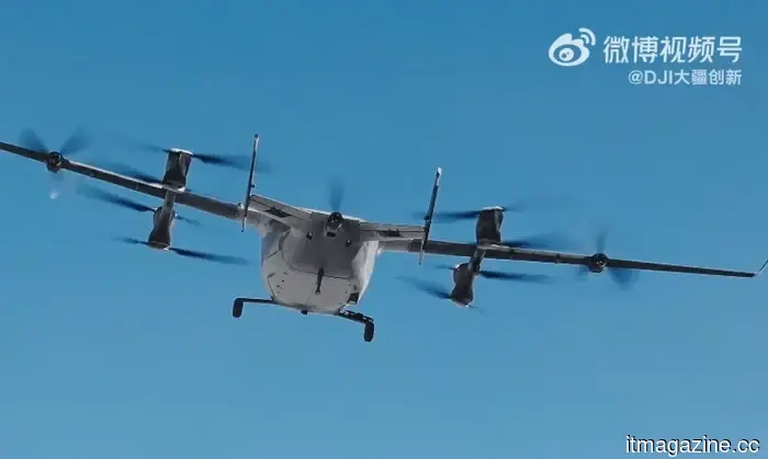 DJI introduces its inaugural VTOL fixed-wing cargo drone, the EV50, claiming it has established an altitude record on Everest.